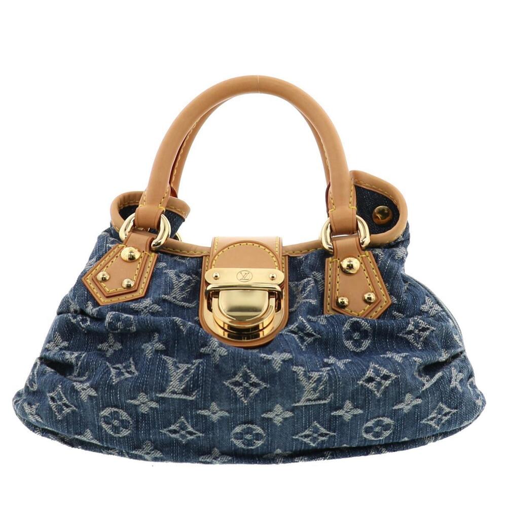 LOUIS VUITTON Pleaty Bag Shoulder Messenger Monogram Denim Blue